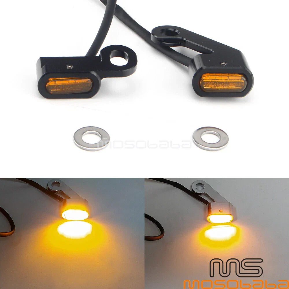 Mini Amber LED Turn Signal Lights for Harley Touring Softail