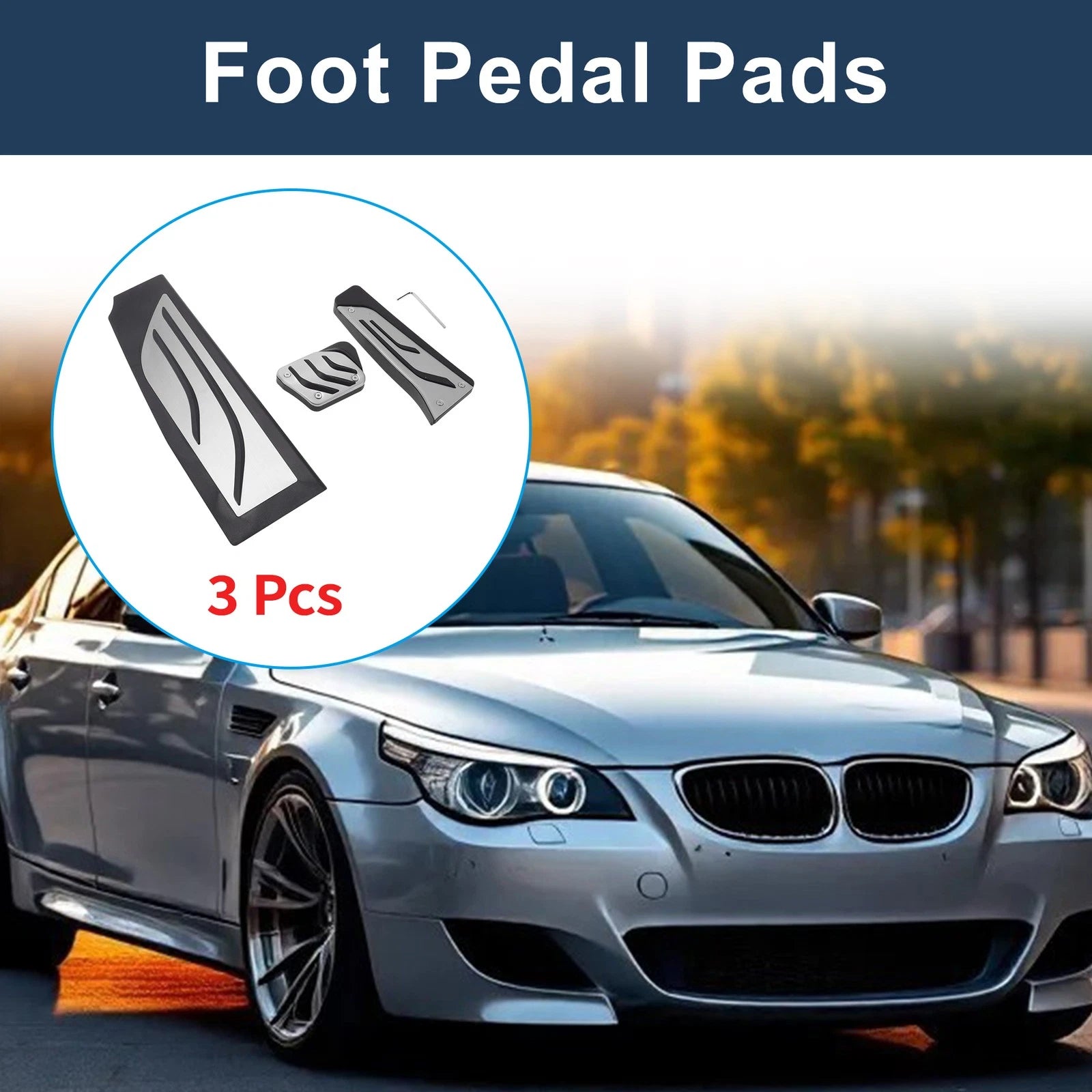 3 Pcs Accelerator Pedal Covers for BMW 5 Series E60/E61 (2004–2010)