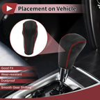 1 Pc Gear Shift Knob Cover for BMW 3 Series E90 (2004–2012) Black Red Faux Leather