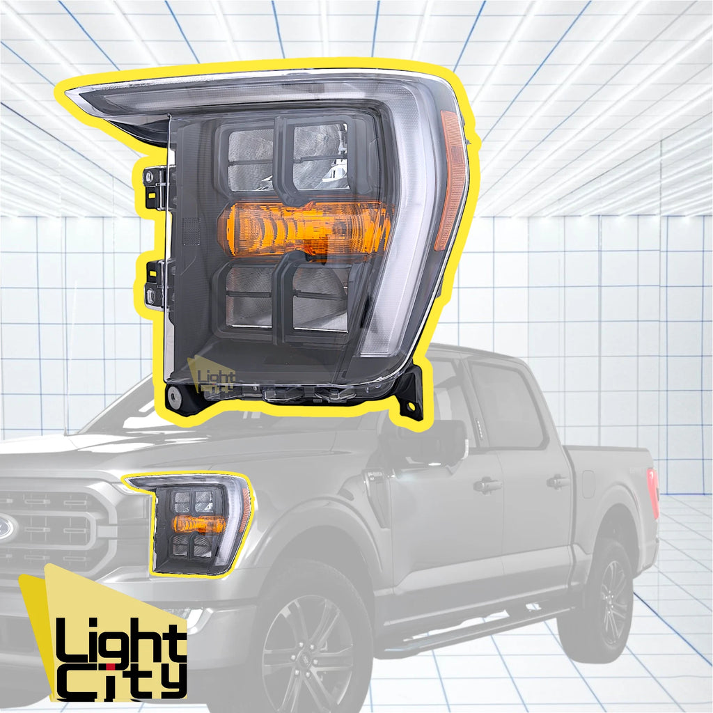 Driver Side Quad LED Headlight for Ford F150 (2021–2024) Black w/o AFS LH
