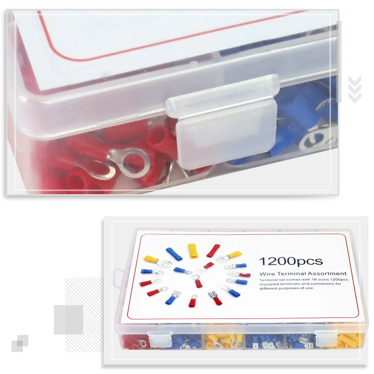 Gauge Assortment Electrical Wire Connector Set of 1200 Pcs
