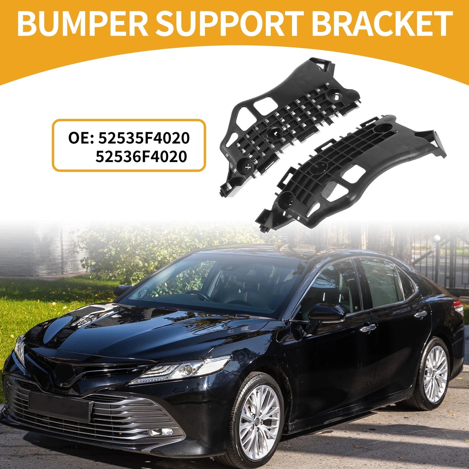 Set of 2 Front Bumper Support Brackets for Toyota C-HR (2018–2020) Black