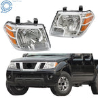 Set of 2 Headlights for Nissan Frontier (2009–2021) Chrome Housing Halogen
