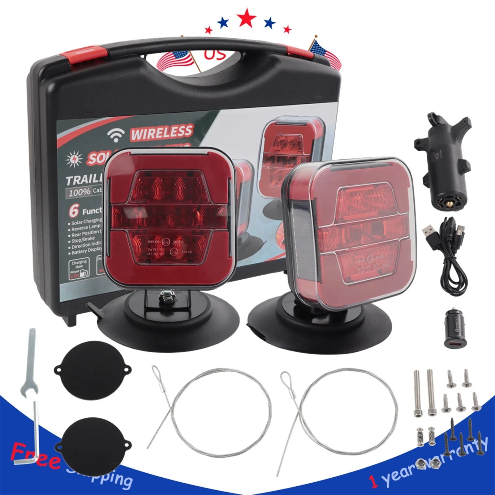 Wireless Trailer Tow Lights for Universal Use (Adjustable Magnetic Base)