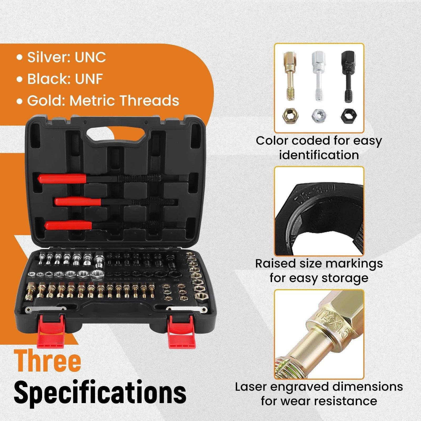 61pc Thread Chaser Kit for Damaged Bolts (SAE & Metric)