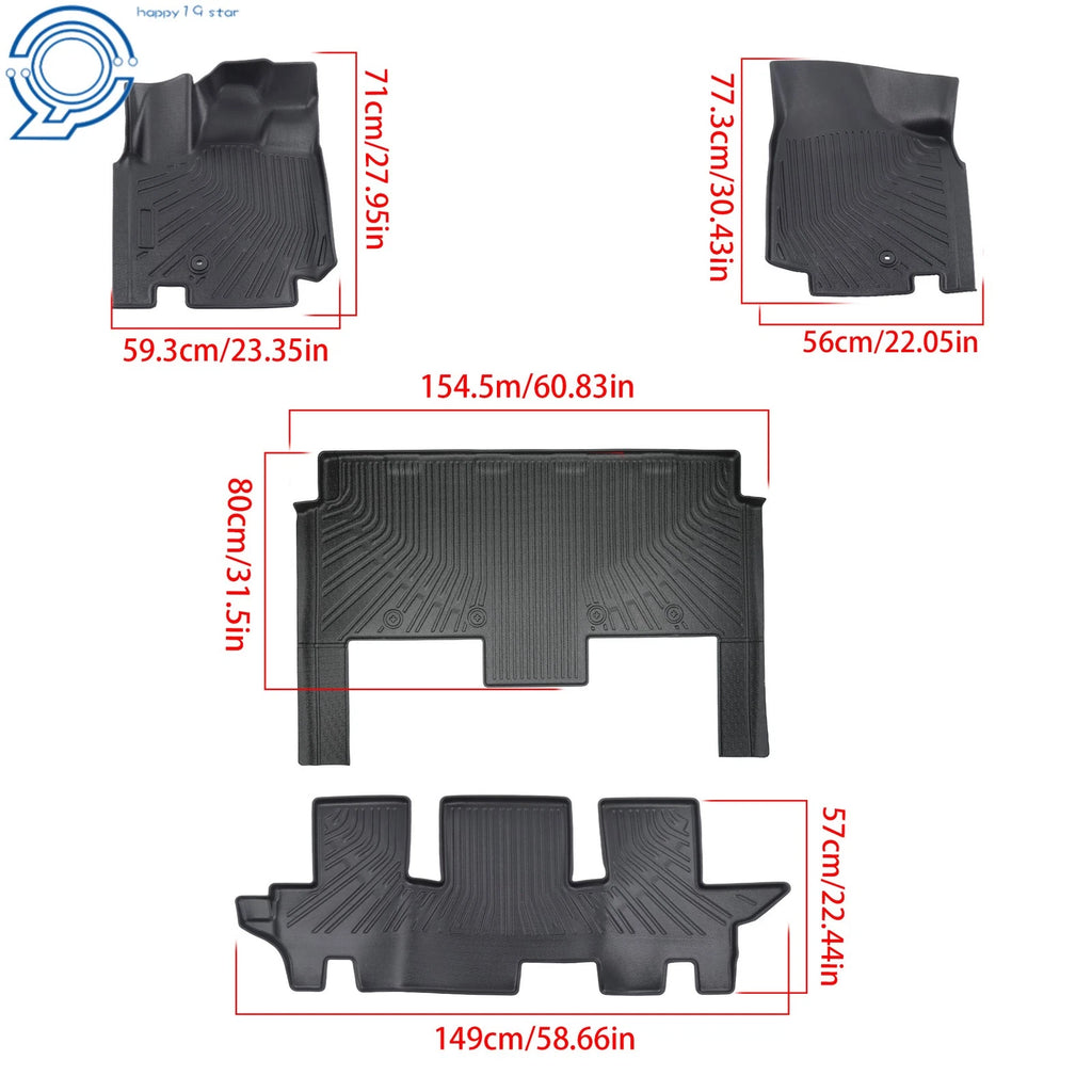 Set of 4 All Weather Floor Mats for Dodge Grand Caravan (2008–2020) TPE Rubber