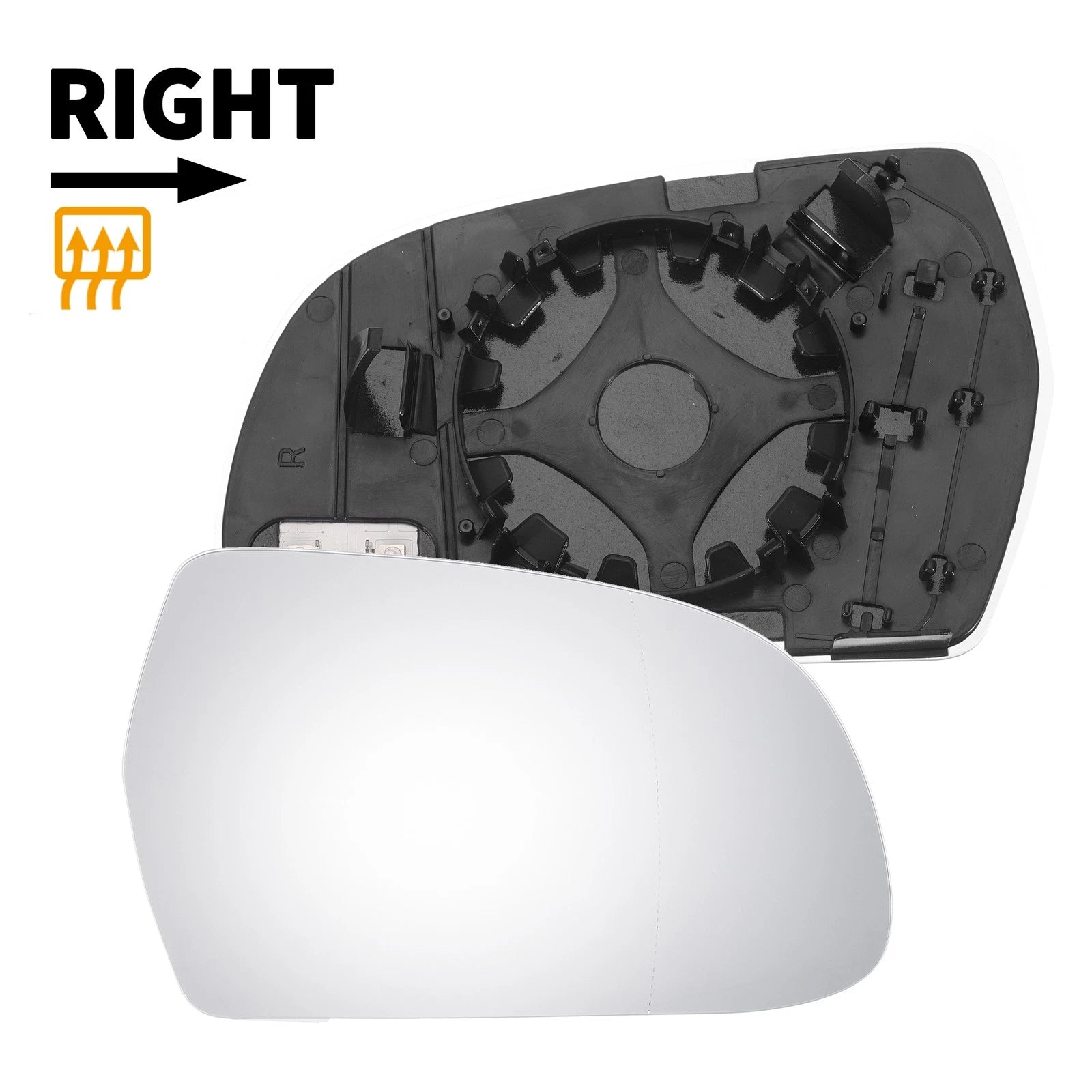 Right Side Heated White Mirror Glass for Audi A4 (2010–2015)