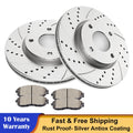 Front Drilled & Slotted Rotors + Ceramic Brake Pads for Nissan Cube Sentra Versa (2009–2019)