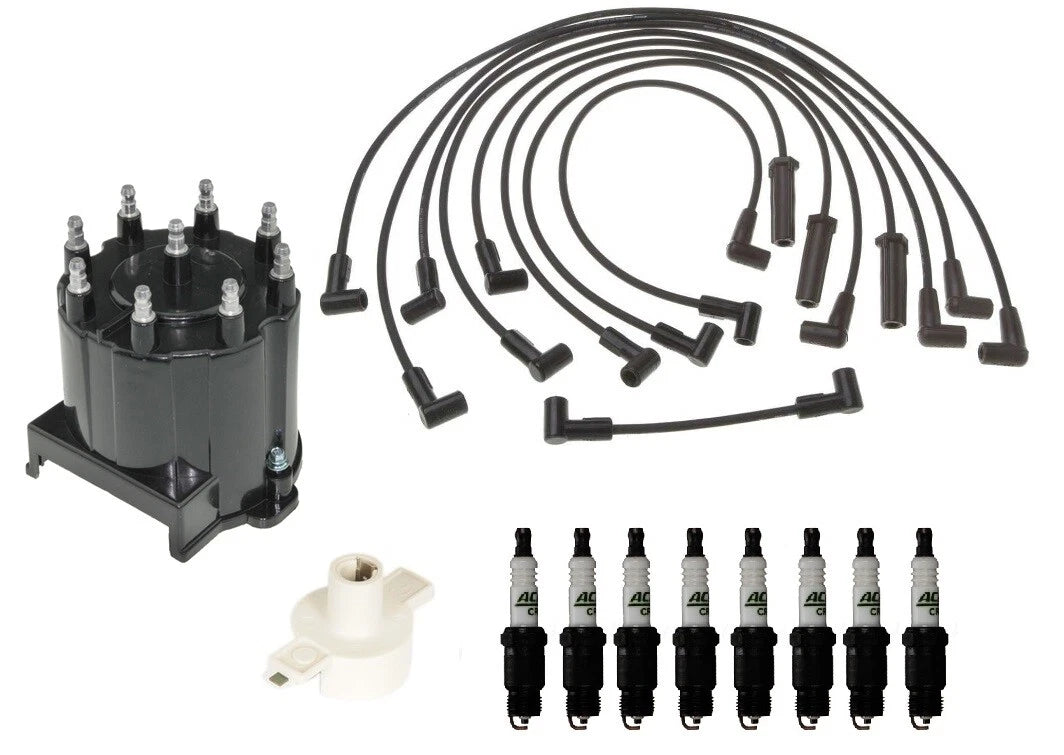 ACDelco Ignition Kit: Distributor Rotor, Cap, Wires & Spark Plugs for Chevy Pontiac