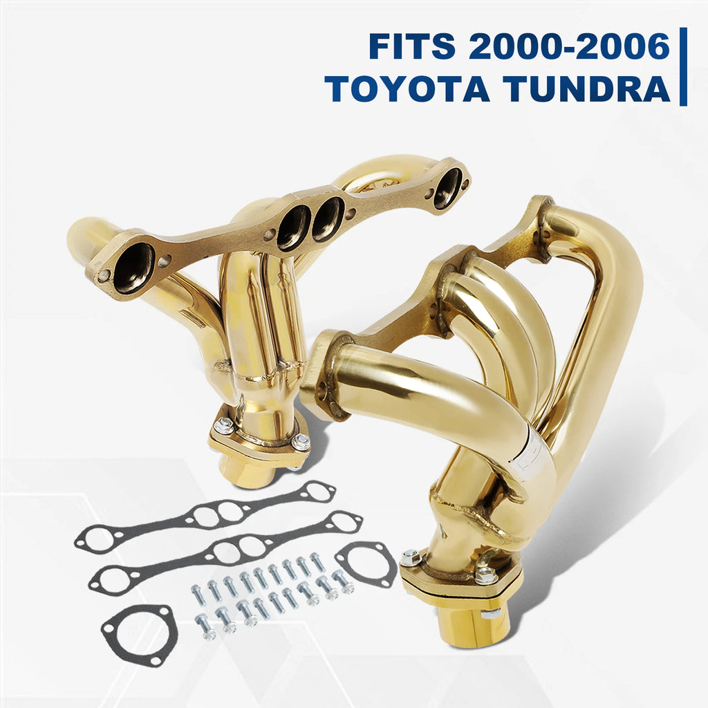 Stainless Steel Gold Exhaust Header for Street Rod SBC Small Block V8 (1923–1949)