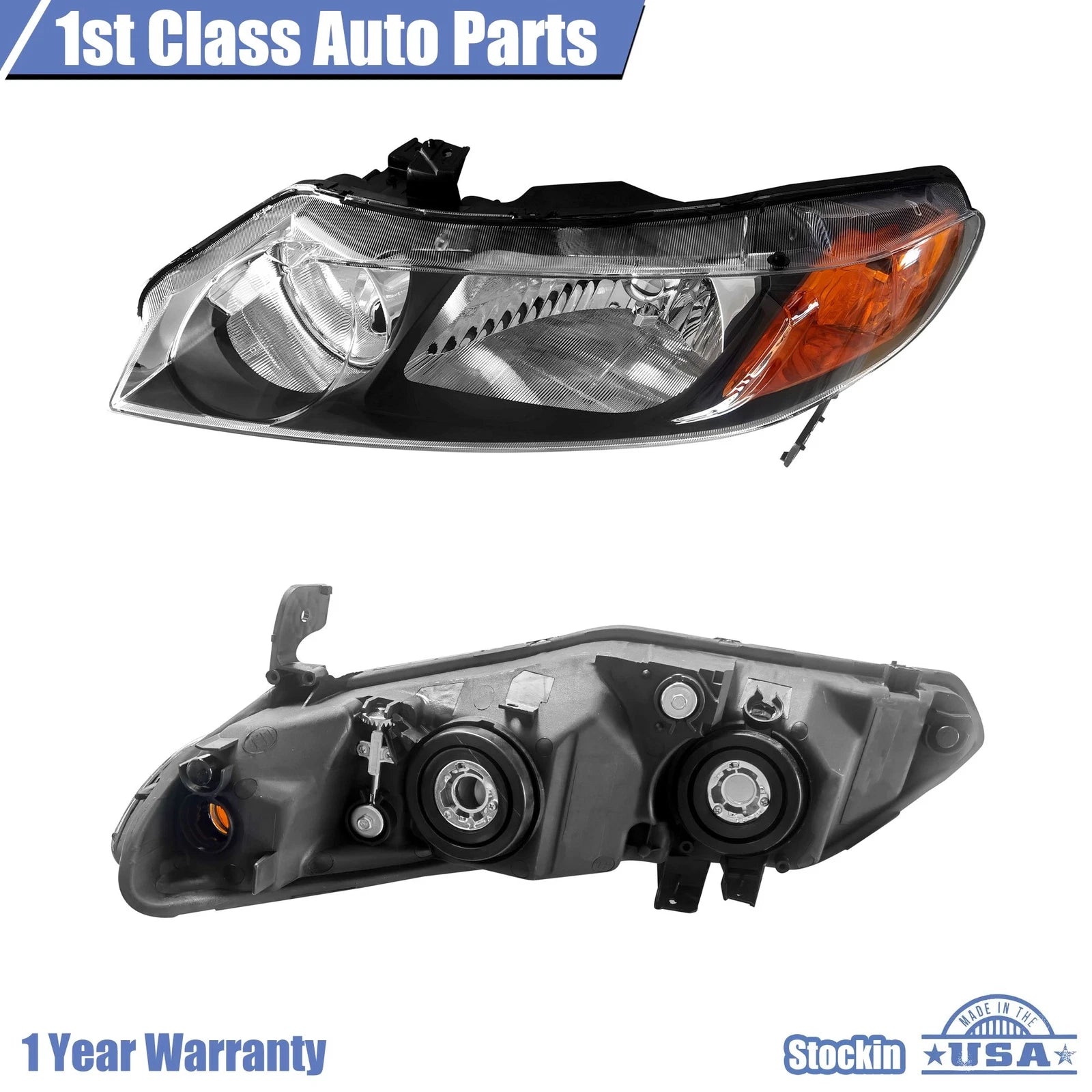 Left Driver Side Headlight for Honda Civic (2006-2011)
