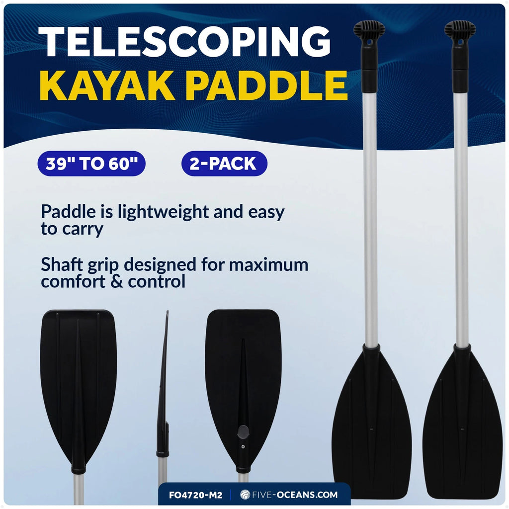 2-Pack Telescopic Canoe Paddle for Universal Use (39" to 60") - FO4720-M2