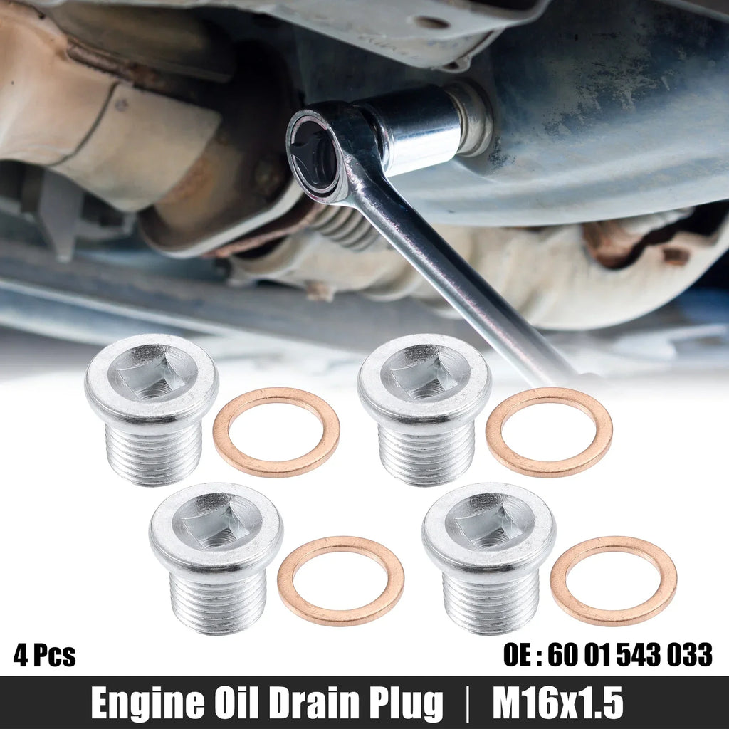 M16x1.5 Engine Oil Drain Plug Screws (4 Pcs) with Gaskets for Nissan