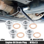 M16x1.5 Engine Oil Drain Plug Screws (4 Pcs) with Gaskets for Nissan