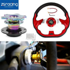 13" Red 6 Hole Steering Wheel with Horn Button & Quick Release Adapter