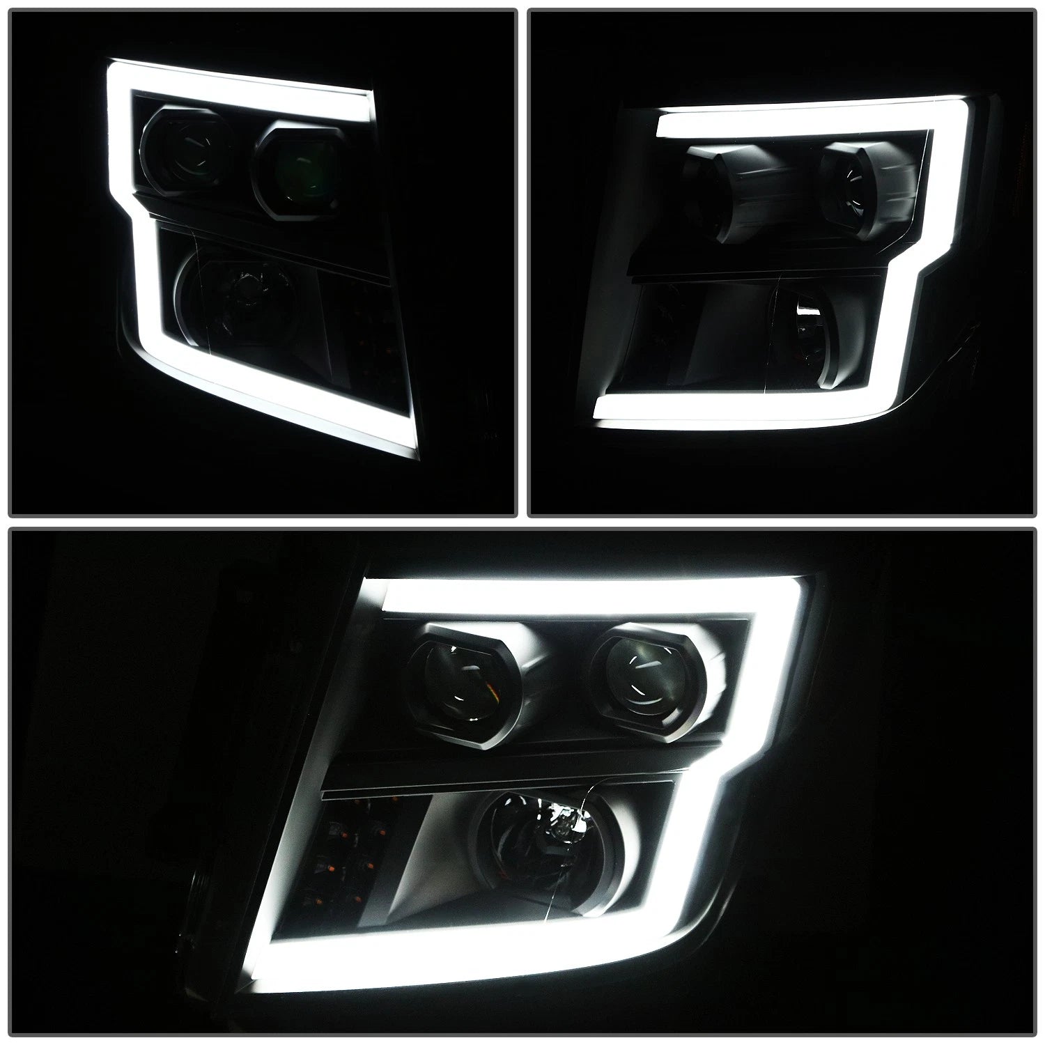 Projector Headlights for Nissan Titan XD (2016–2024) w/LED DRL Signal Black Clear