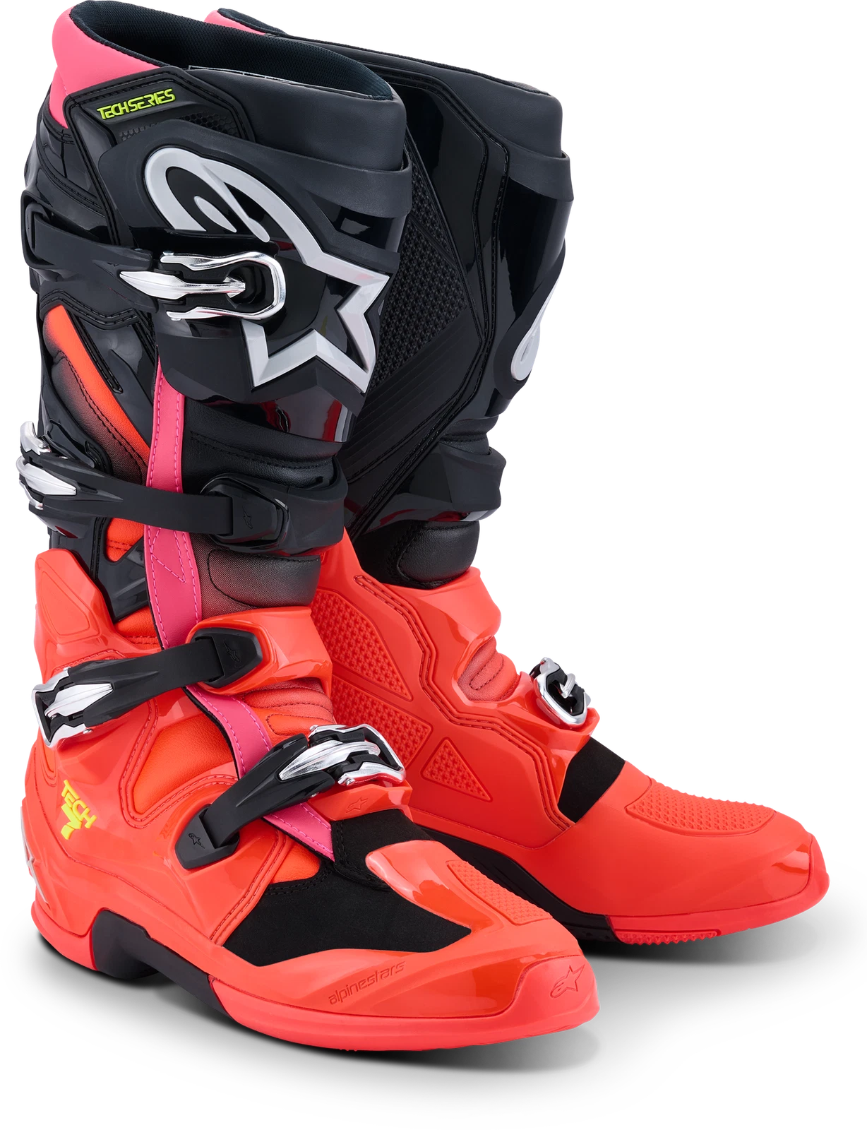 Alpinestars Tech 7 Offroad Boots for Motorcycle (US 11, Black/Red/Fluo Pink)