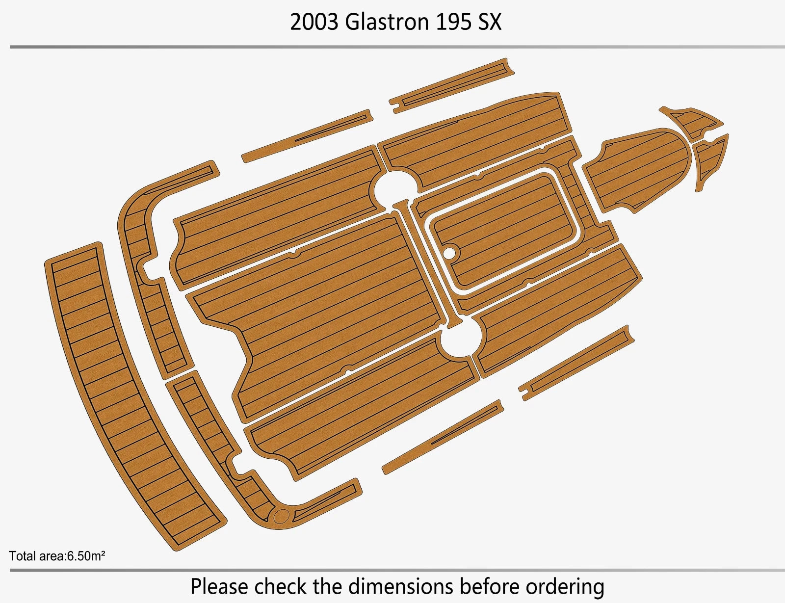 Seadek EVA Pad for Glastron 195 SX (2003) - Cockpit Swim Platform Teak Mat
