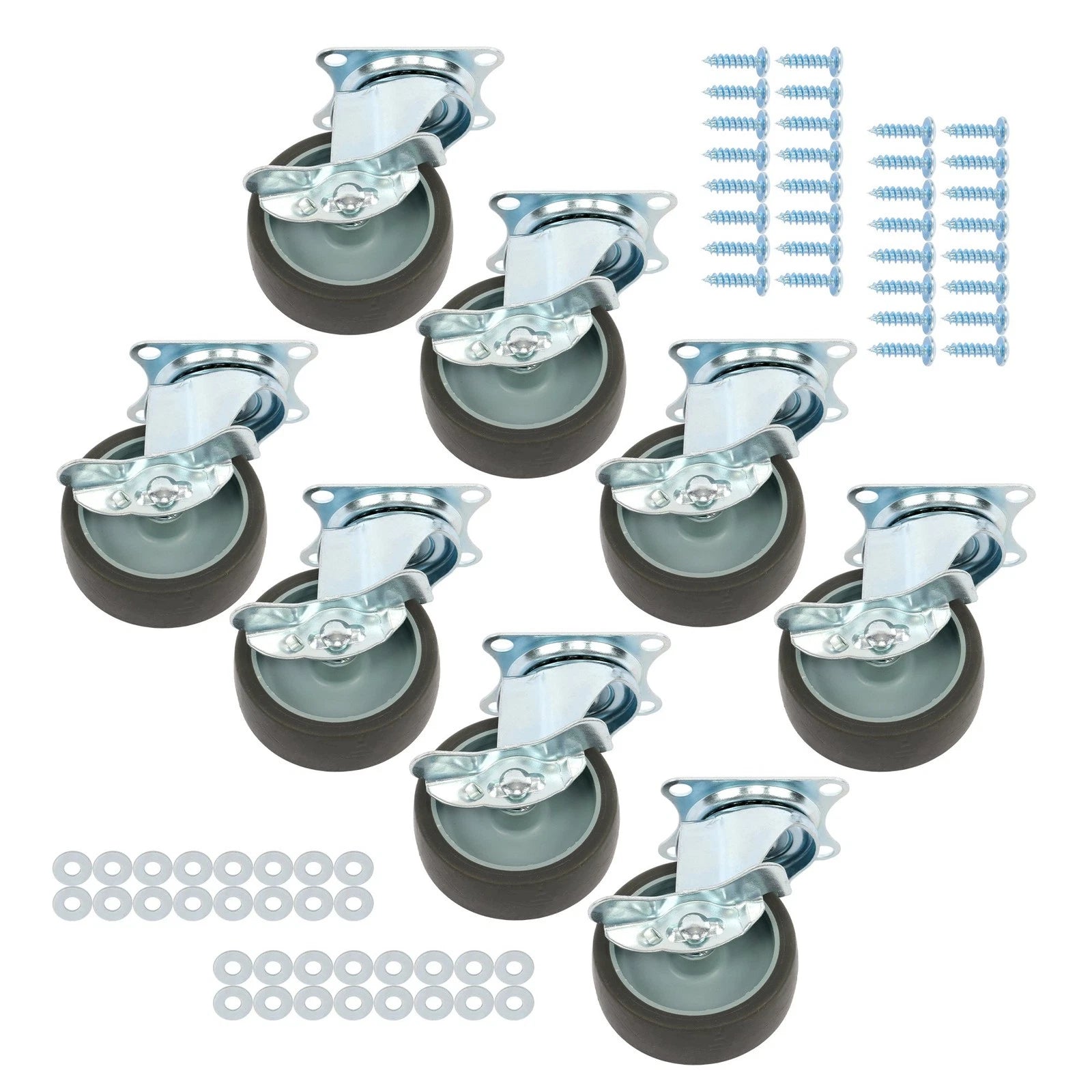 Set of 8 Heavy Duty 3" Casters with Side Brake