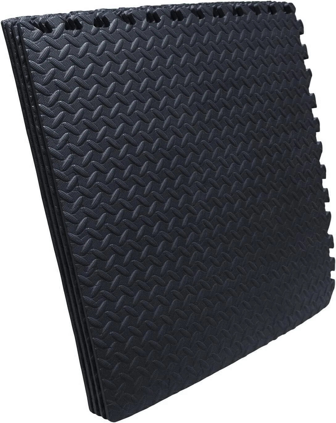 Set of 8 Black EVA Foam Interlocking Exercise Mats for Gym Fitness Yoga