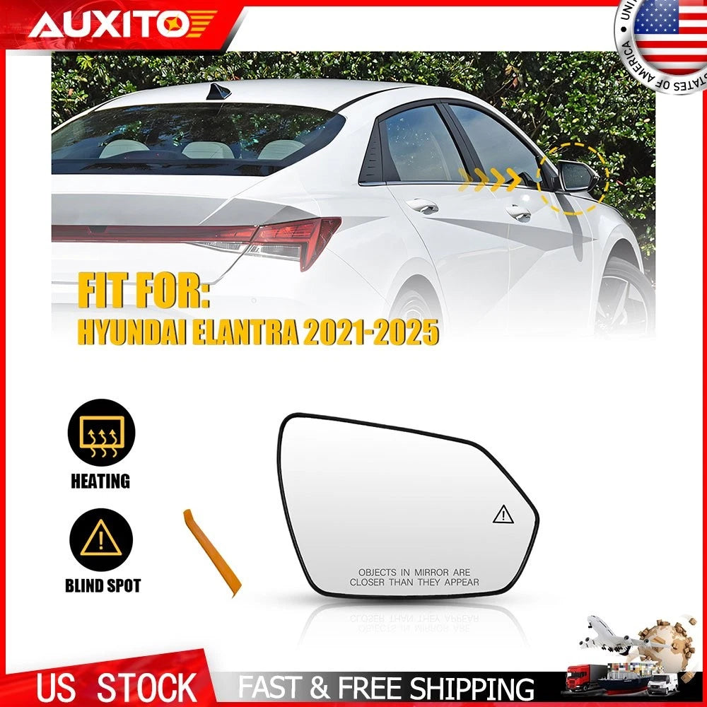 Heated Passenger Side Mirror Glass with Blind Spot for Hyundai Elantra (2021–2025)