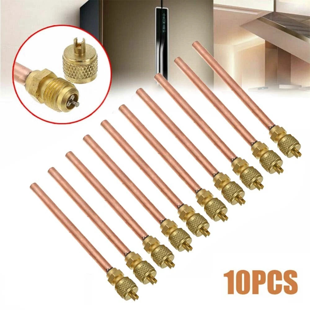 10 Pcs Access Valves Copper Tube for Air Conditioner Refrigeration