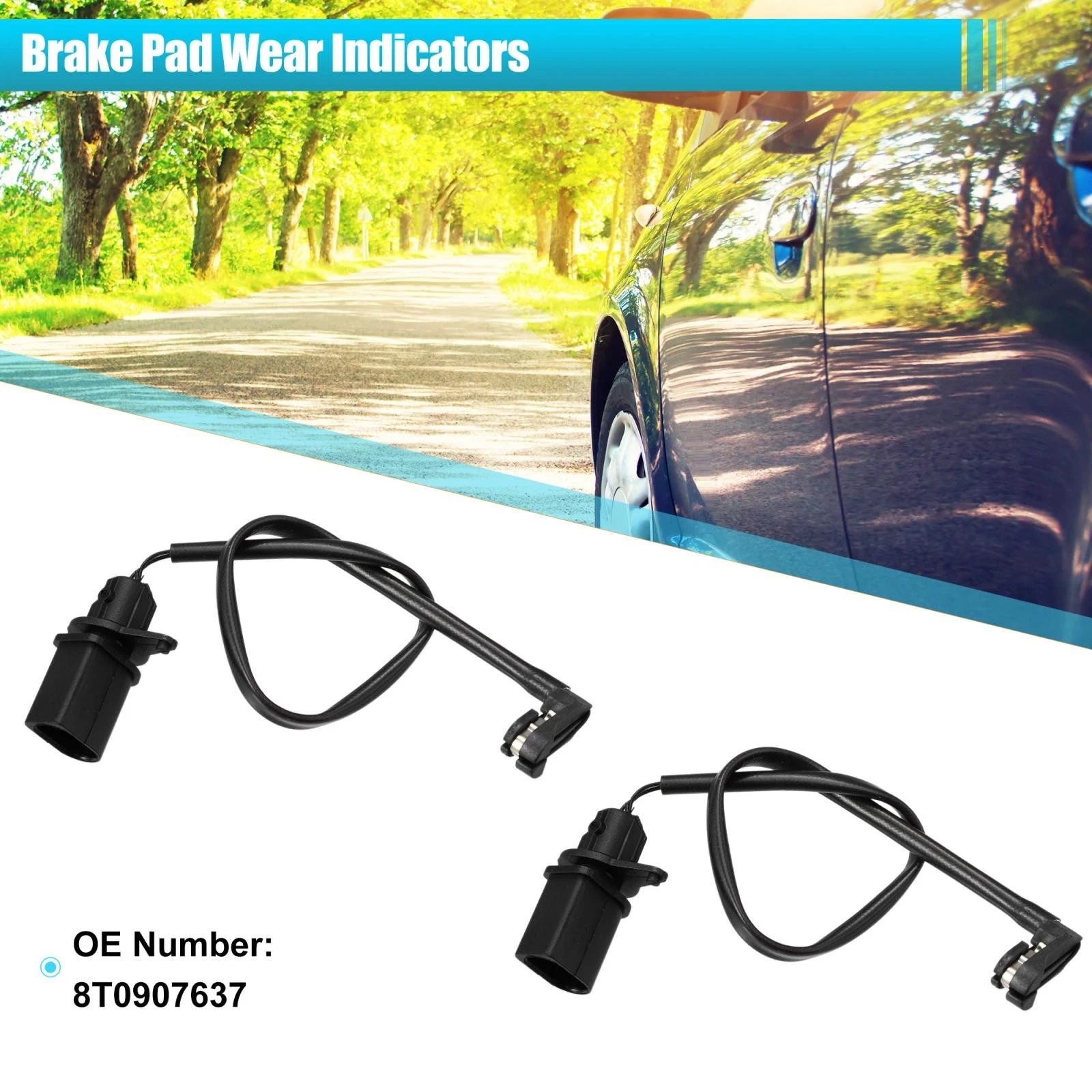 2X 8T0907637 Front Brake Pad Wear Sensor for Audi A4 A5 A6 A7 Q5 (2008–2020)