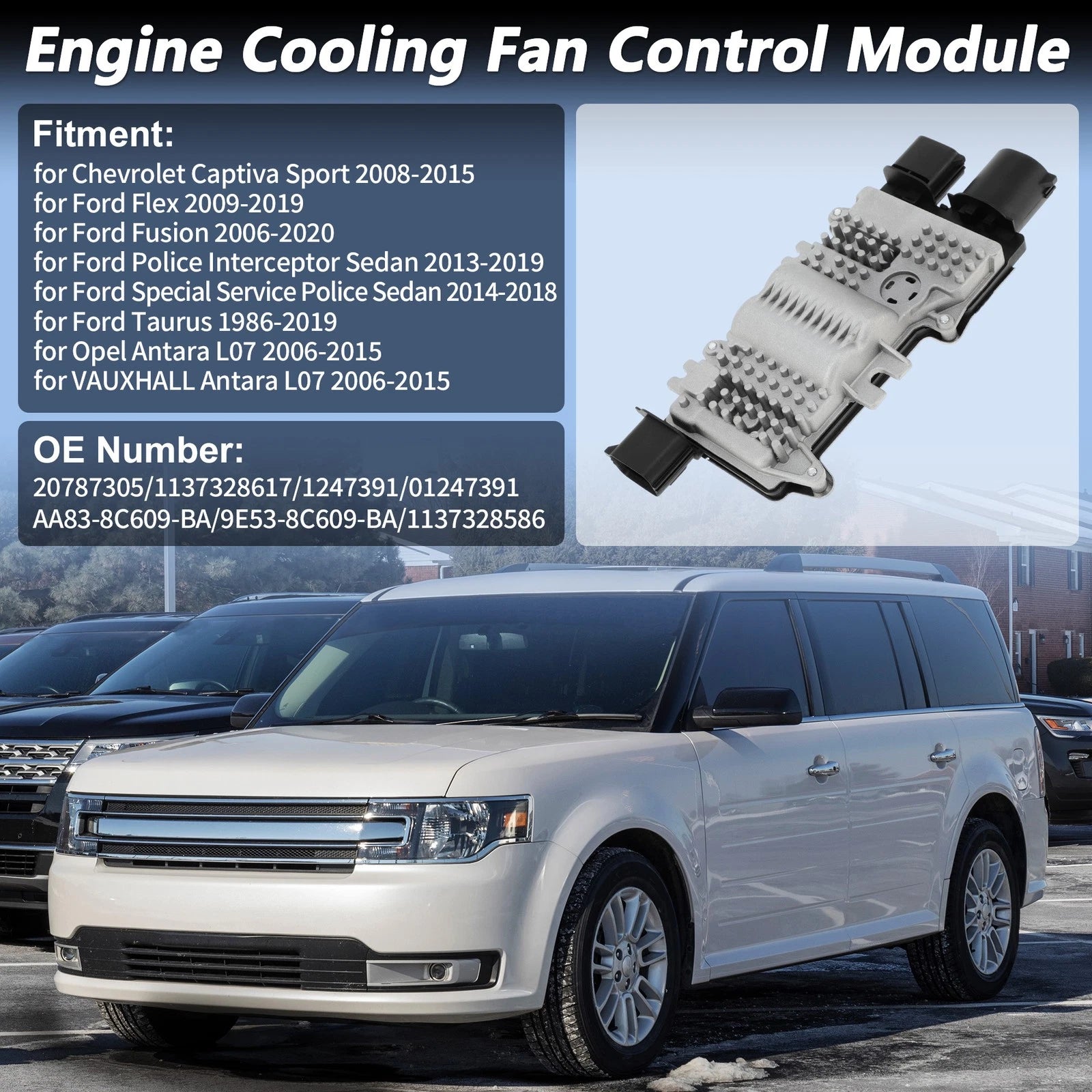 Engine Cooling Fan Control Module for Ford Flex Fusion Taurus (2009–2019)