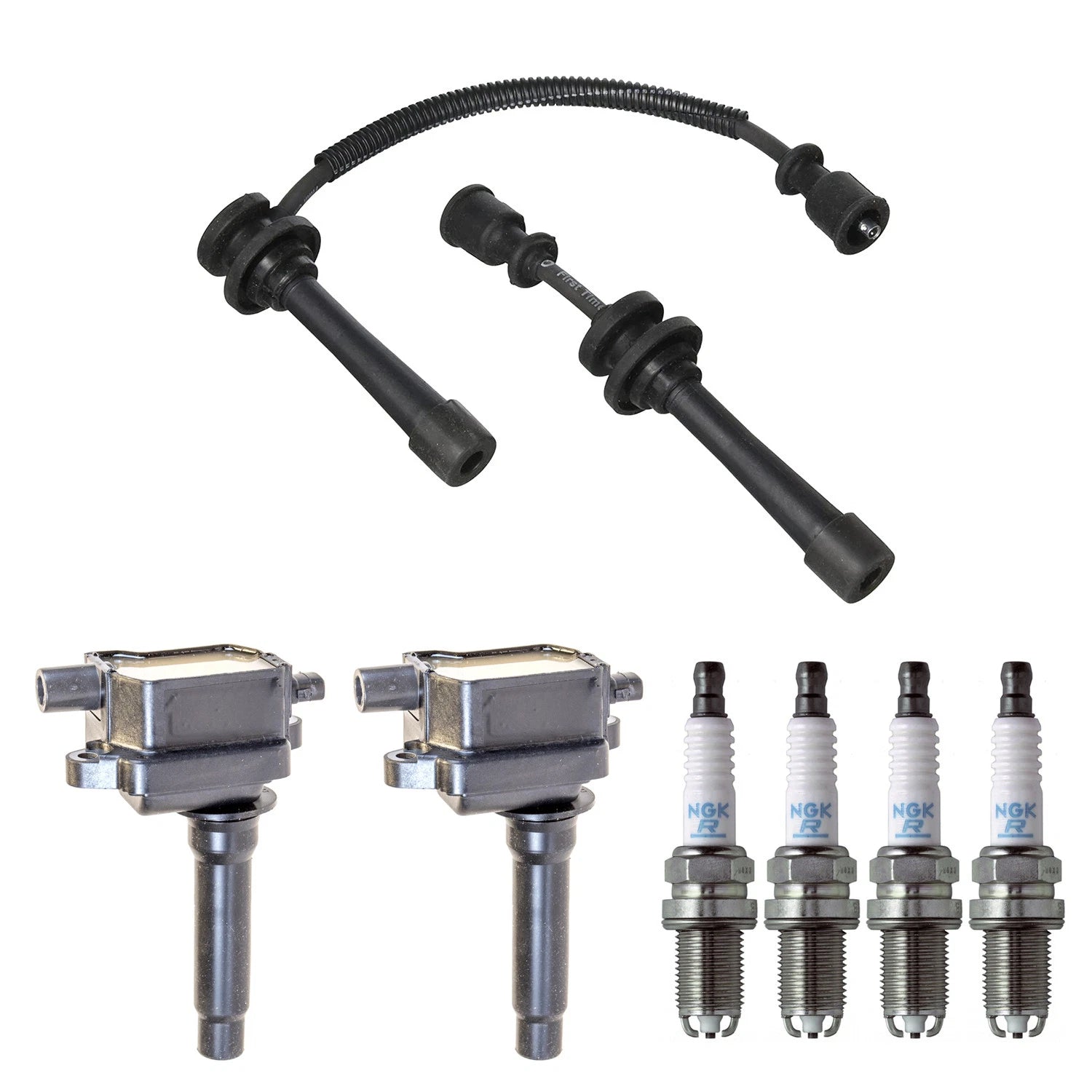 2 Ignition Coil Wires & 4 NGK Spark Plugs for Kia Sportage (L4 FED)