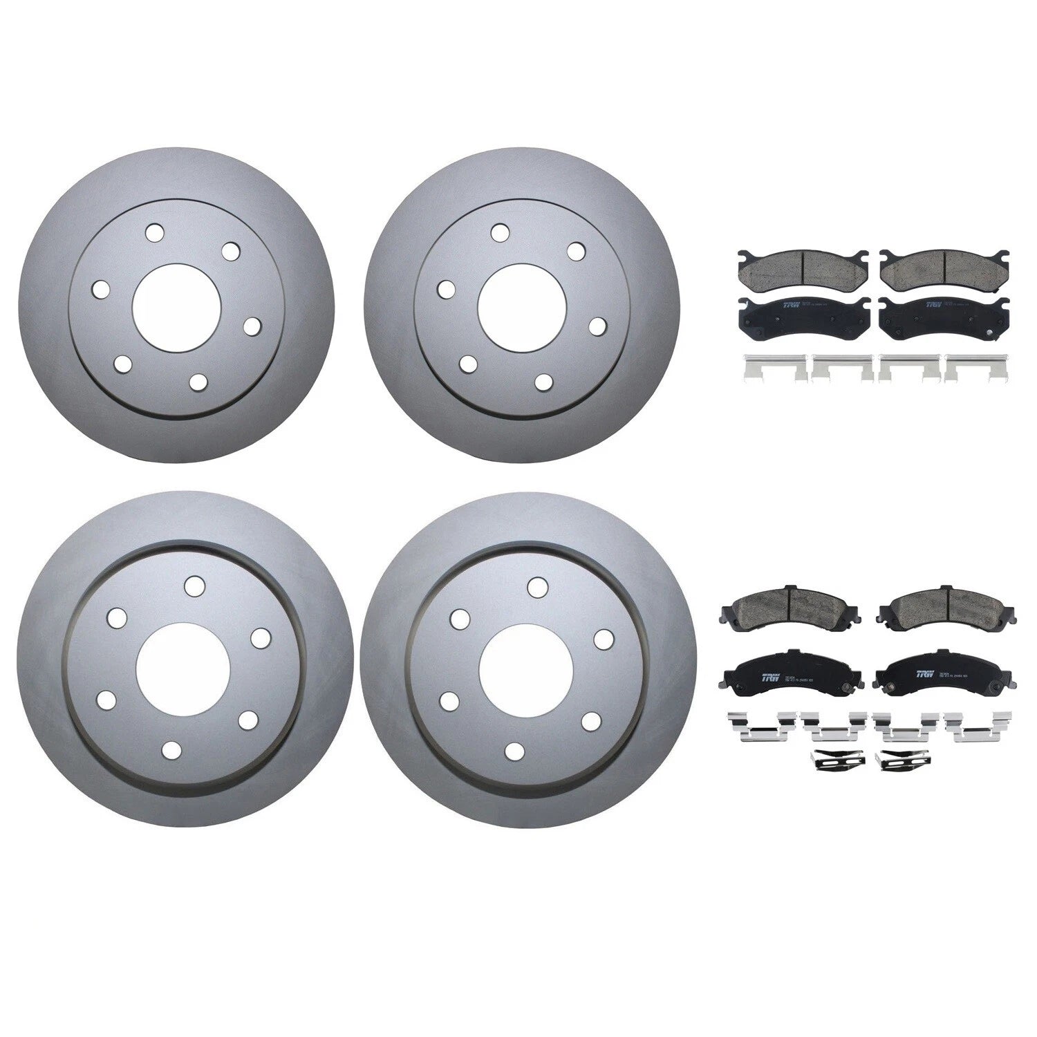 Front Rear Brake Kit Disc Rotors TRW Pro Ceramic Pads for Cadillac Chevrolet GMC
