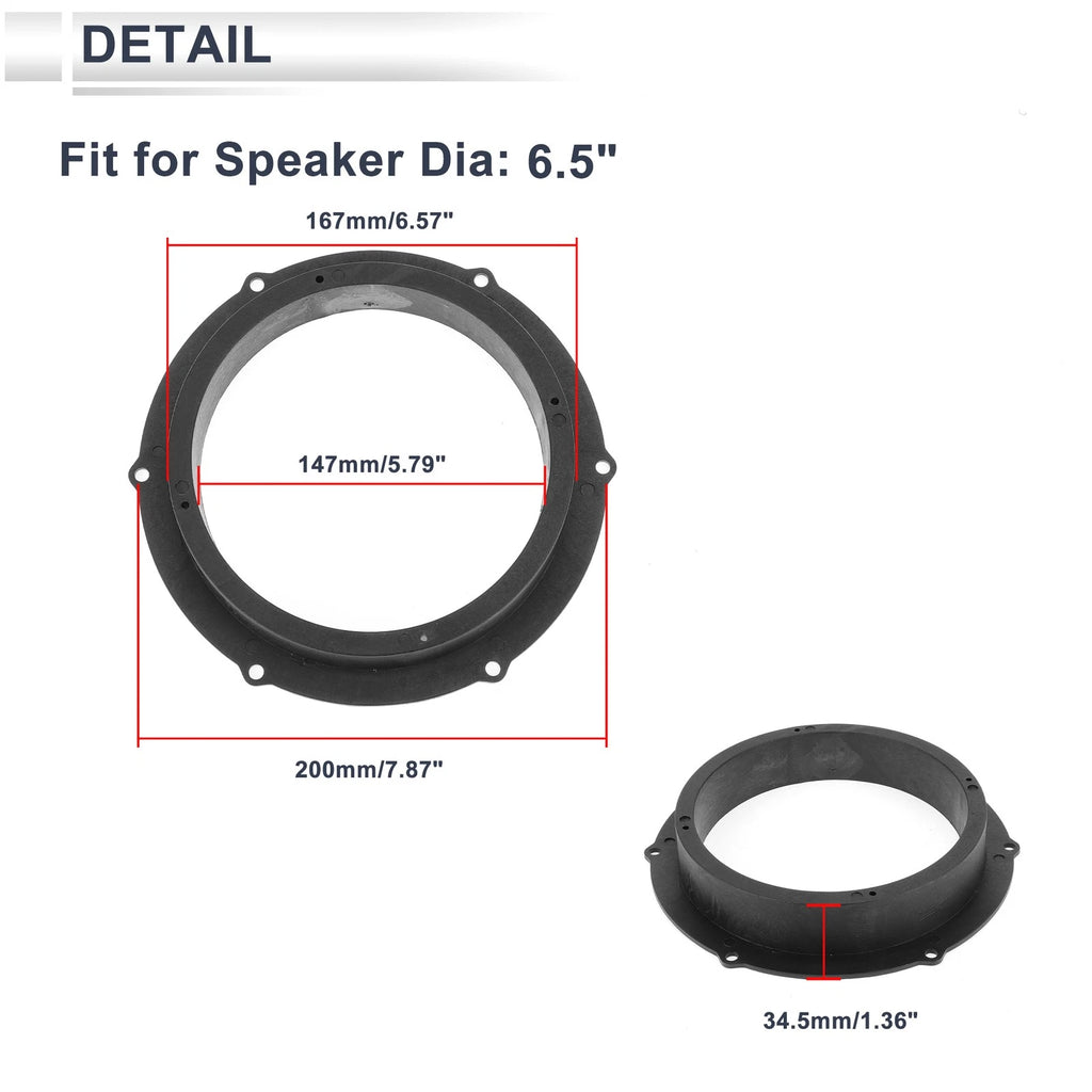 2X Speaker Spacer Ring for Audi A4 (2009) 6.5" Tweeter