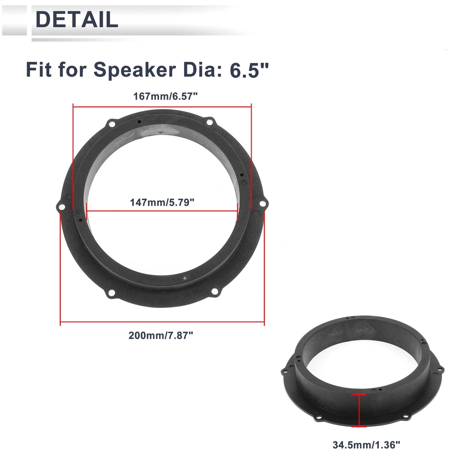2X Speaker Spacer Ring for Audi A4 (2009) 6.5" Tweeter