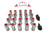 Set of 4 Red Extended Dust Cap Steel Lug Nuts for Tuner Wheels (M12x1.5)