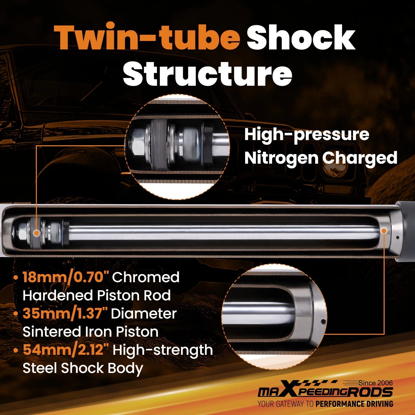 Front Shock Absorbers for Jeep Comanche MJ (1986–1992) 0.5-3" Lift