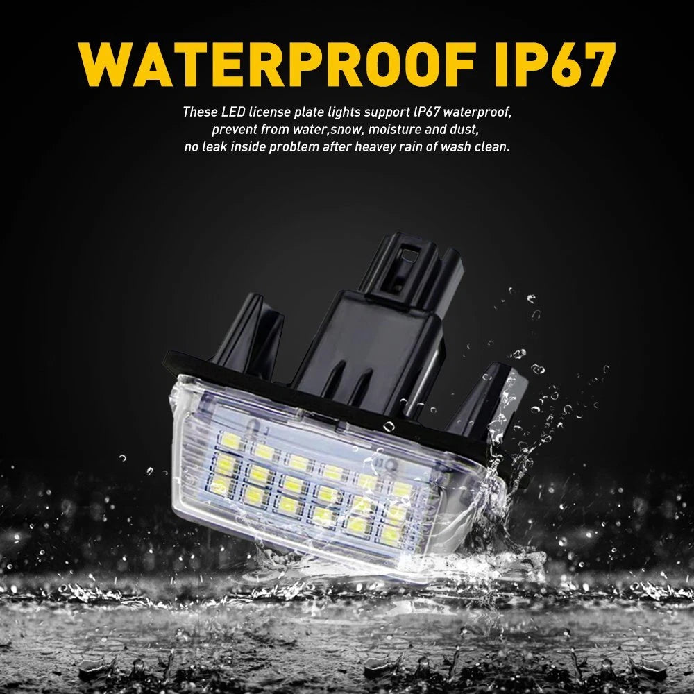 2X Rear LED License Plate Light for Toyota Camry Yaris Highlander Avalon Prius