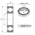Deep Groove Ball Bearing 50x80x16mm for Scooter/Skateboard (1 Pc)
