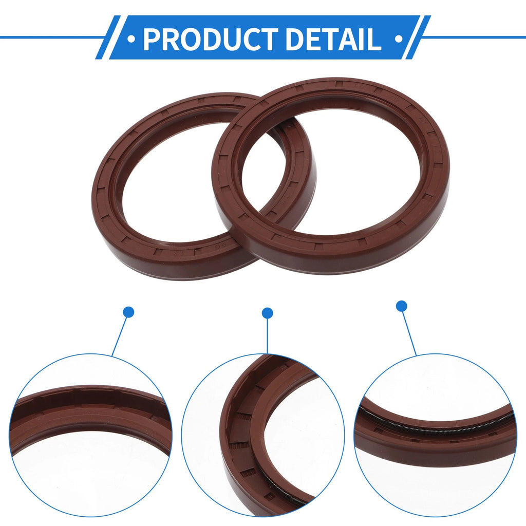 2X Oil Seal Rotary Shaft Seal FKM Rubber 70x90x12mm for Various Models