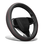 Red Perforated Leather Steering Wheel Cover for Universal 14.5"-15"