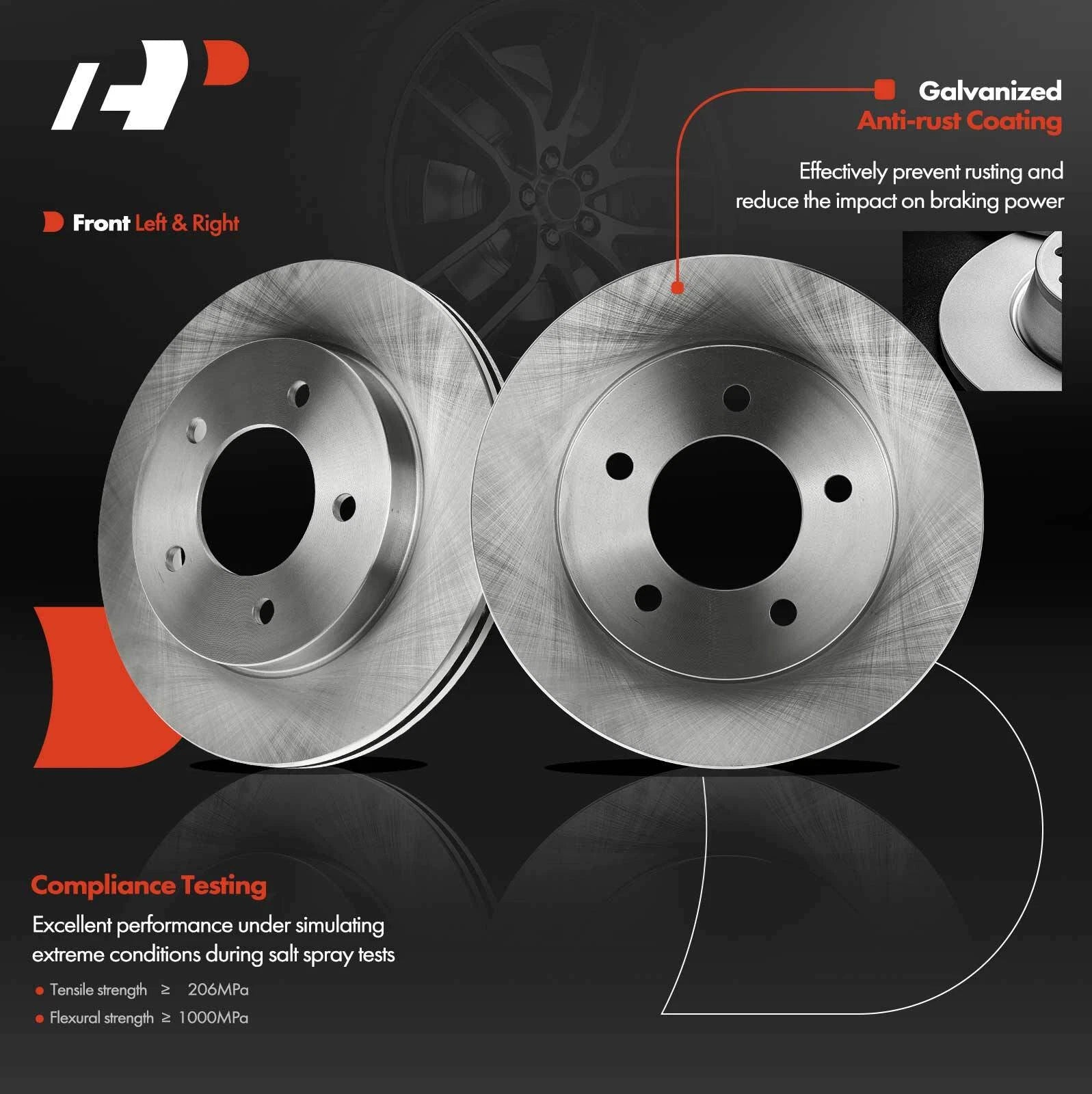 Set of 2 Front Disc Brake Rotors for Ford F-150 (1997–2004) 4WD 5 Lug