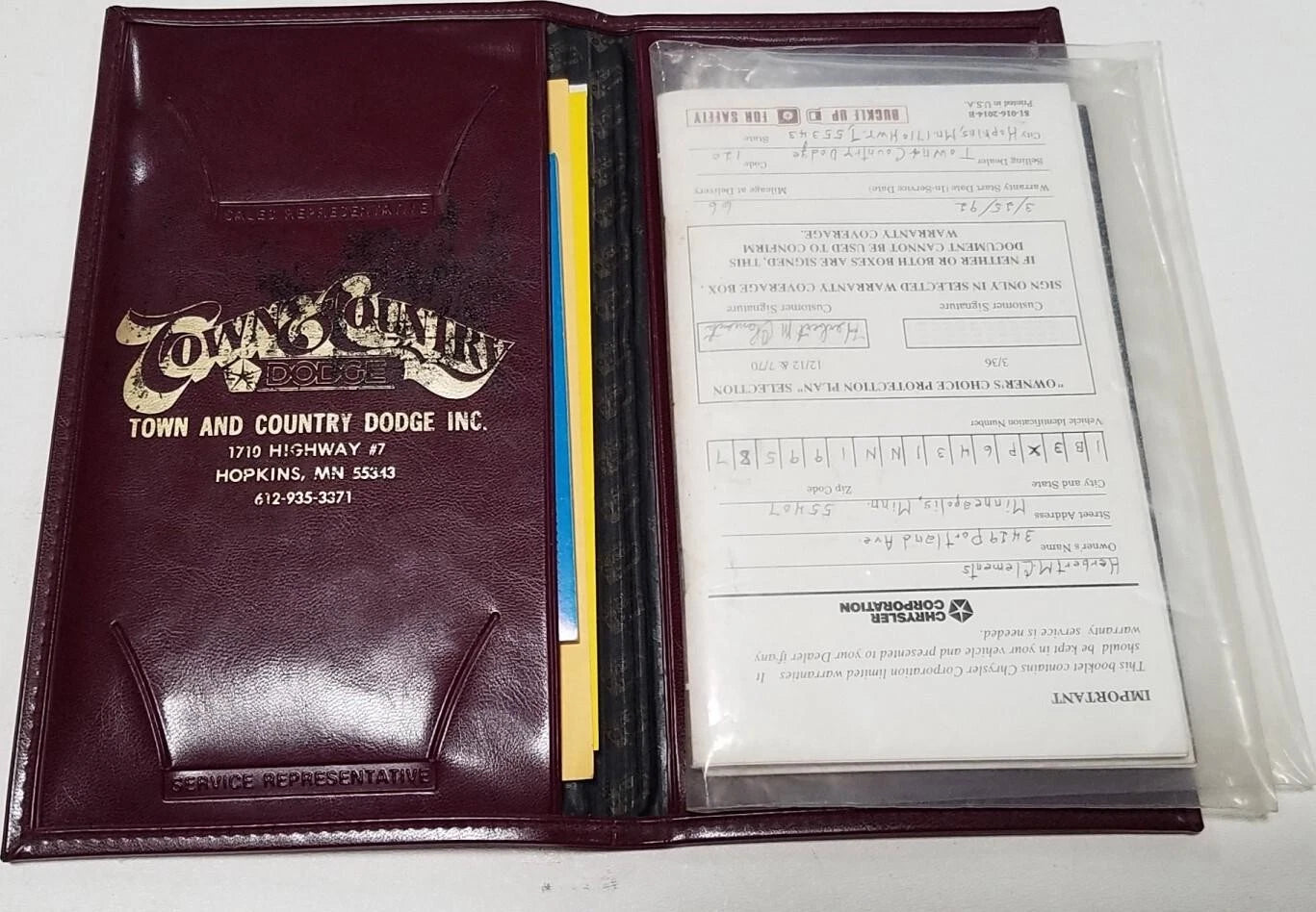 Owners Manual for Chrysler (1992)
