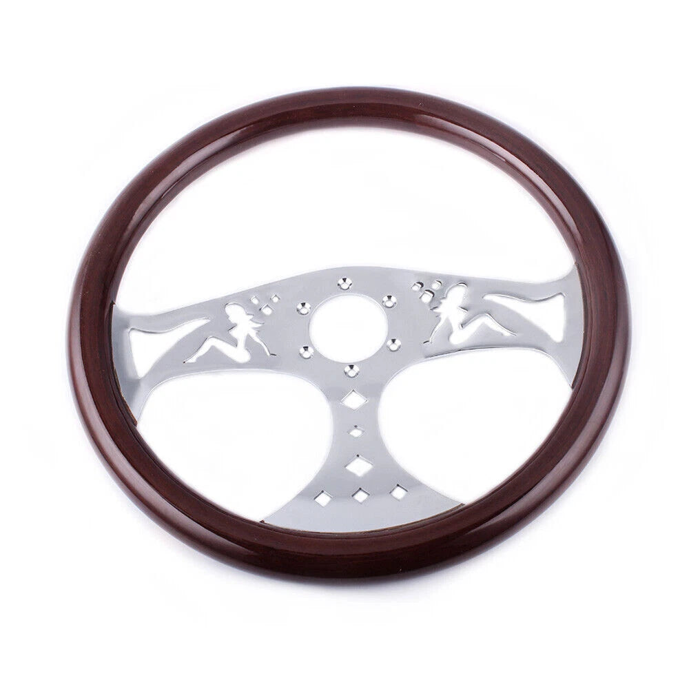 Classic Mahogany Wood Grain Steering Wheel for Universal Fit