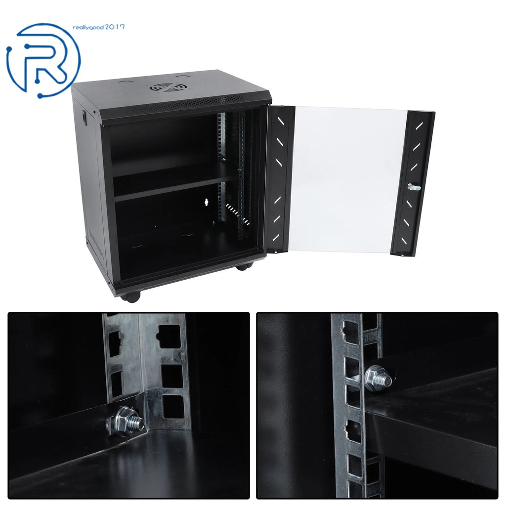 12U Wall Mount Server Rack Enclosure for Network Equipment (Max Depth 15.5")