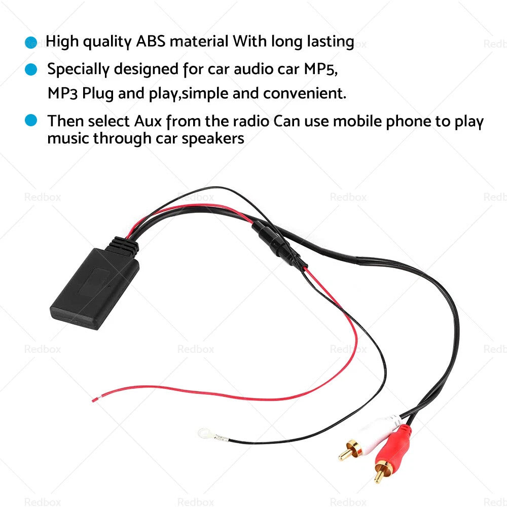 12V Bluetooth AUX Receiver Module with 2RCA Cable for Car Audio