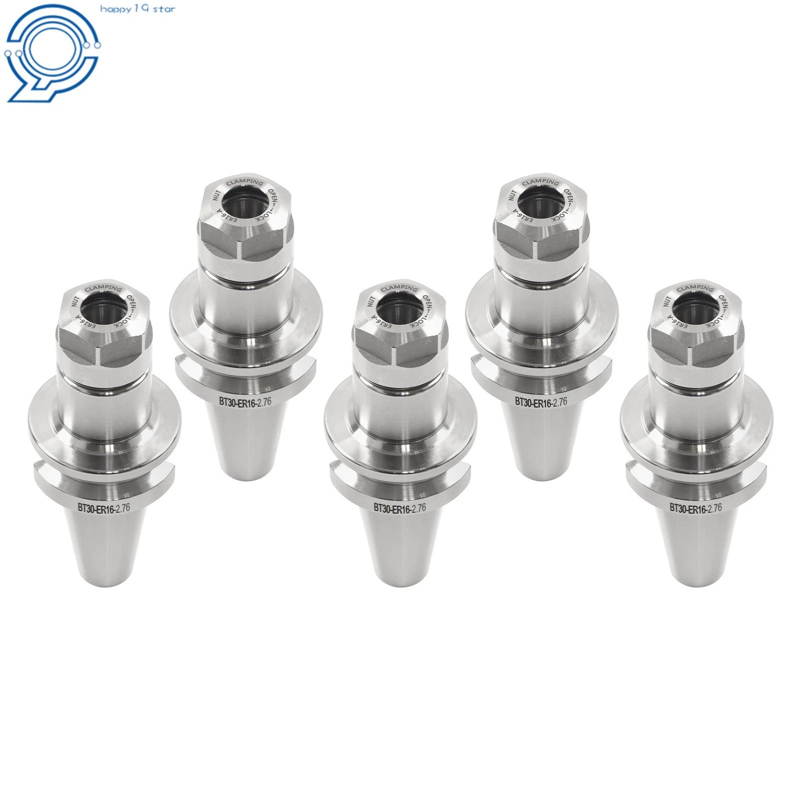 5-Piece BT30 ER16 Collet Chuck for Precision Machining (70mm, 12000RPM)