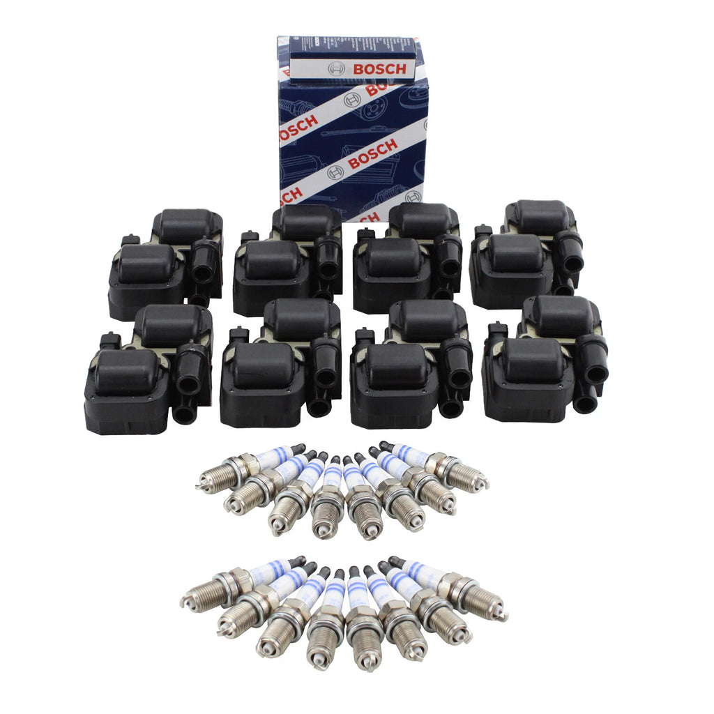Set of 8 Ignition Coils & 16 Double Platinum Spark Plugs for Mercedes V8 (4.3, 5.0)