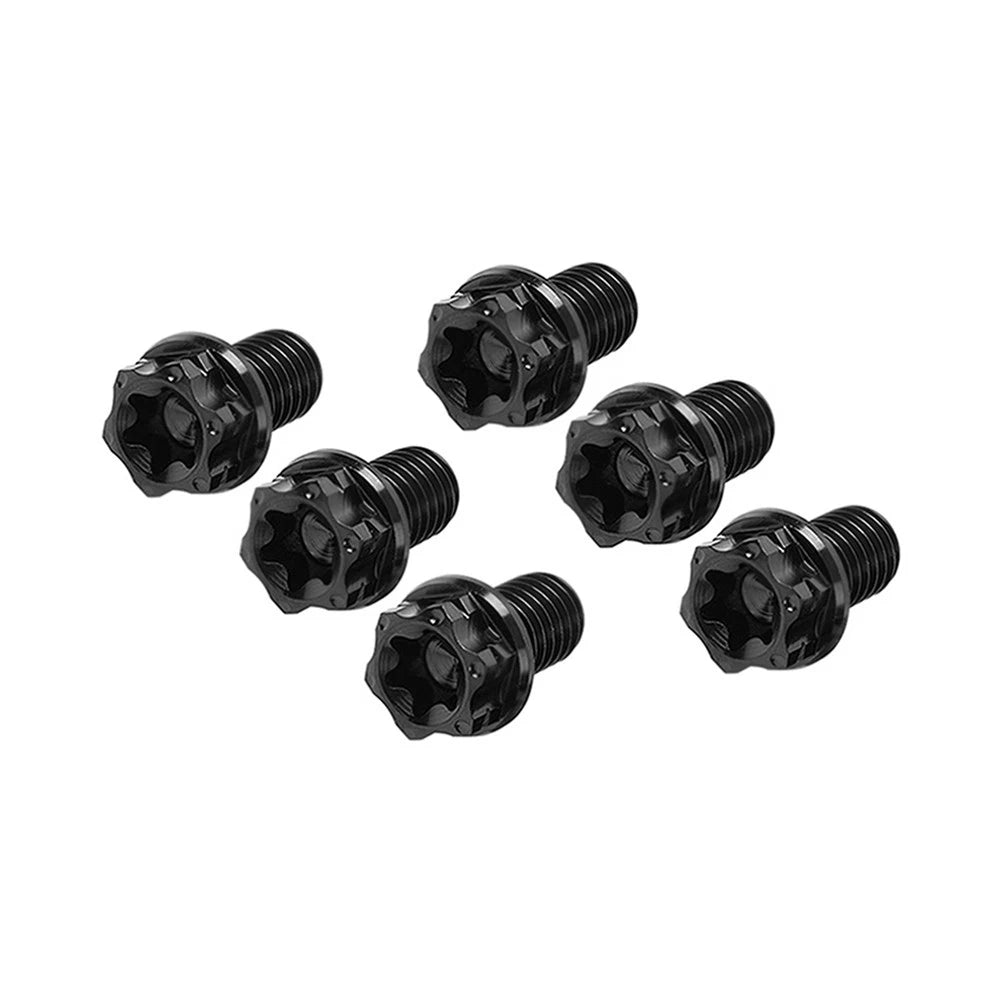 Set of 6 Titanium M10x25mm Torx Head Flange Screws for Motorcycle