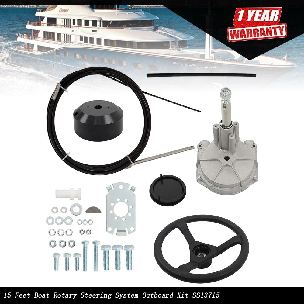 Boat Rotary Steering System for Outboard Motor (15 Feet)