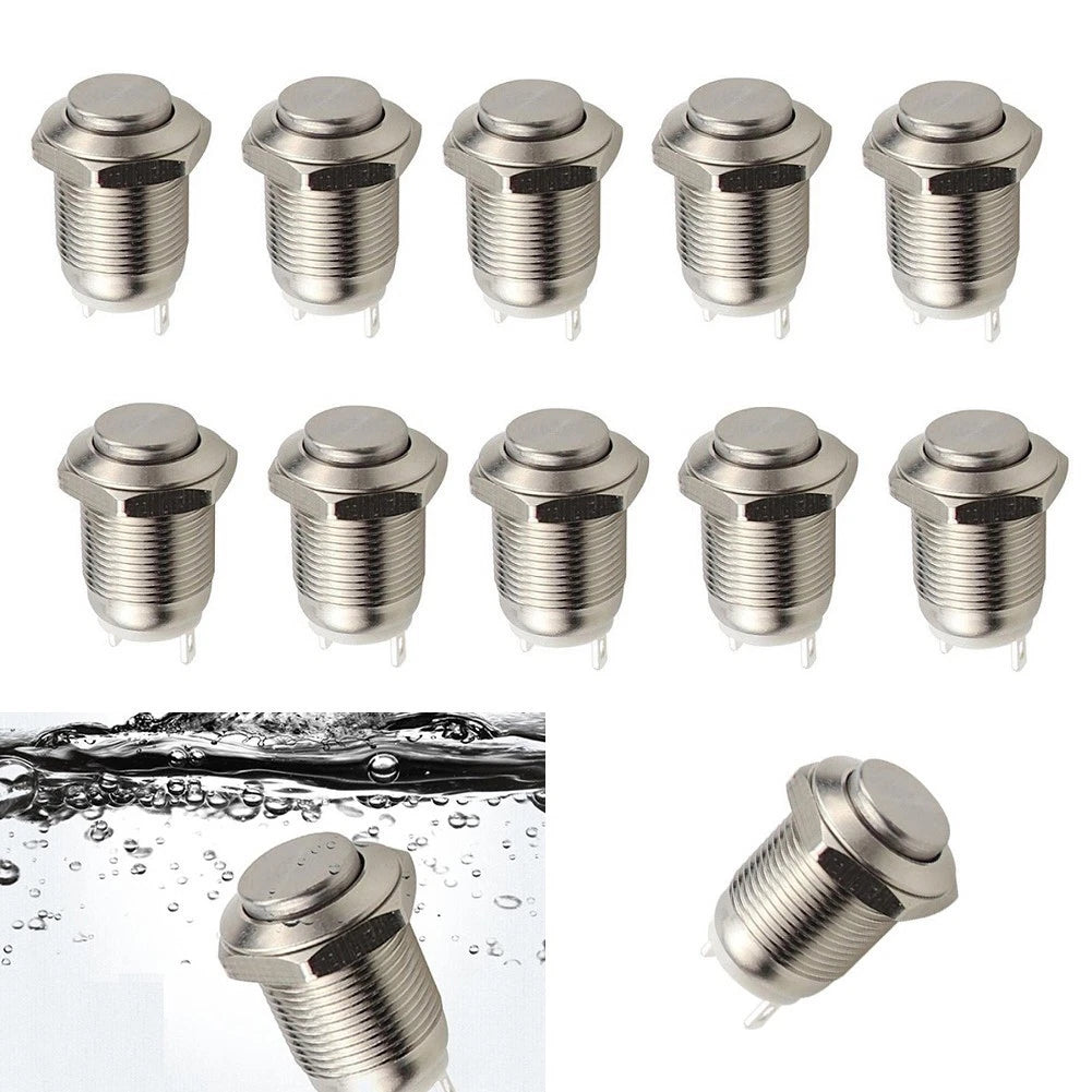 Set of 10 Waterproof Metal Push Buttons for Outdoor Use