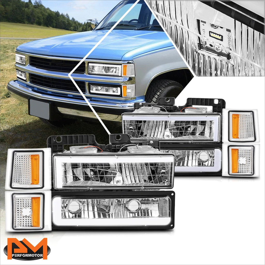 C-Shape LED DRL Headlight for Chevy C/K Pickup Suburban Tahoe (1994–2000)