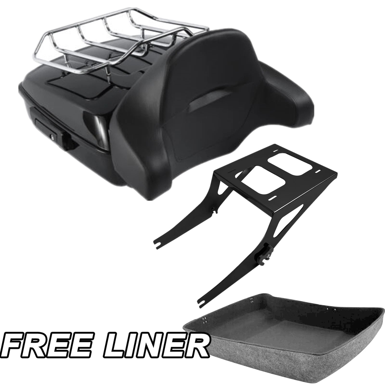 Trunk Pad Top Rack Mount for Harley Softail Fatboy (2008–2017) Black